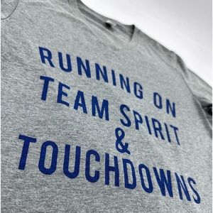 👚Bella Canvas brand V neck women’s size Small grey & blue football 🏈 tshirt